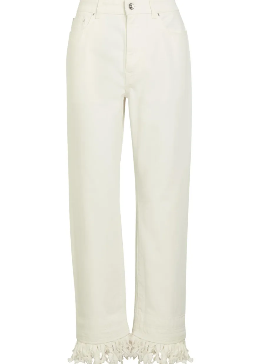 Fringed straight-leg jeans