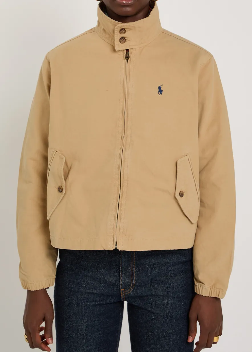 Funnel-neck canvas jacket