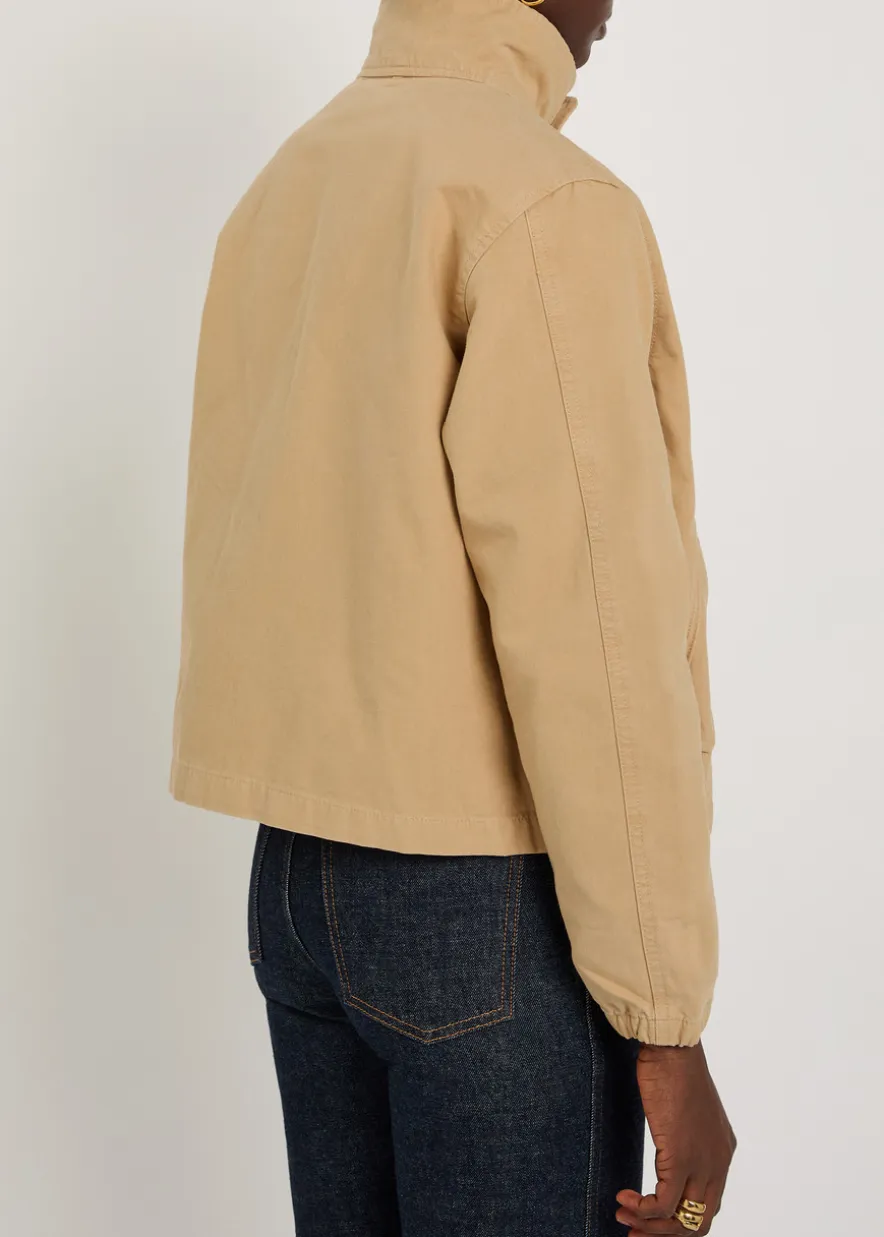 Funnel-neck canvas jacket