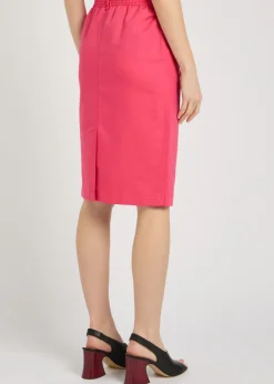 Gabardine cotton and linen-blend skirt