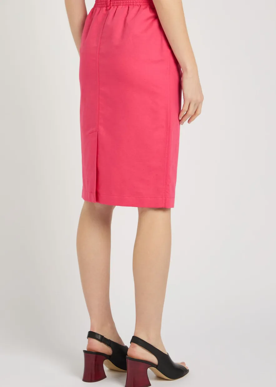 Gabardine cotton and linen-blend skirt