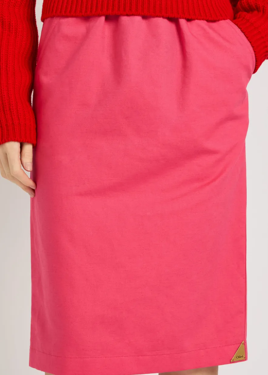 Gabardine cotton and linen-blend skirt