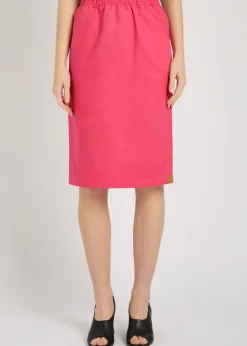 Gabardine cotton and linen-blend skirt