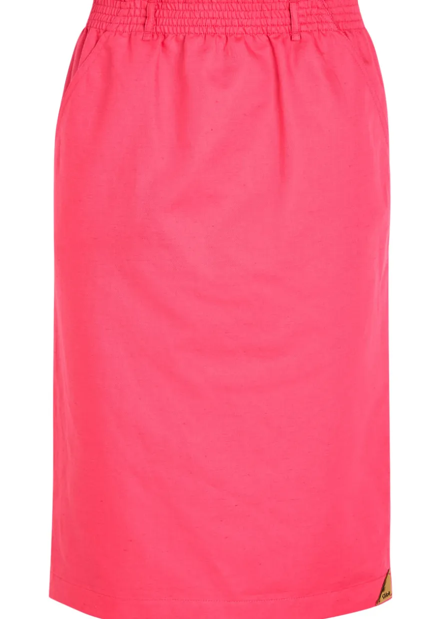 Gabardine cotton and linen-blend skirt