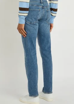 Gage straight-leg denim and cashmere-blend jeans