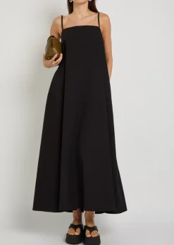 Gathered cotton midi dress
