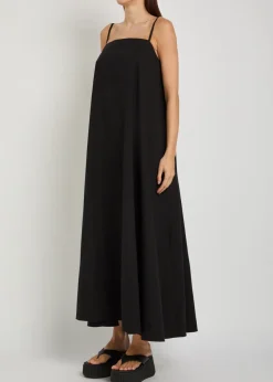 Gathered cotton midi dress