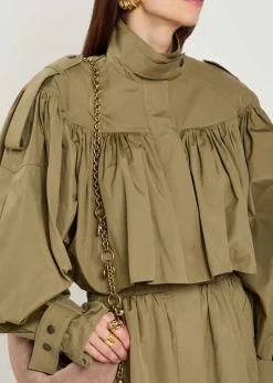 Gathered cotton-poplin coat