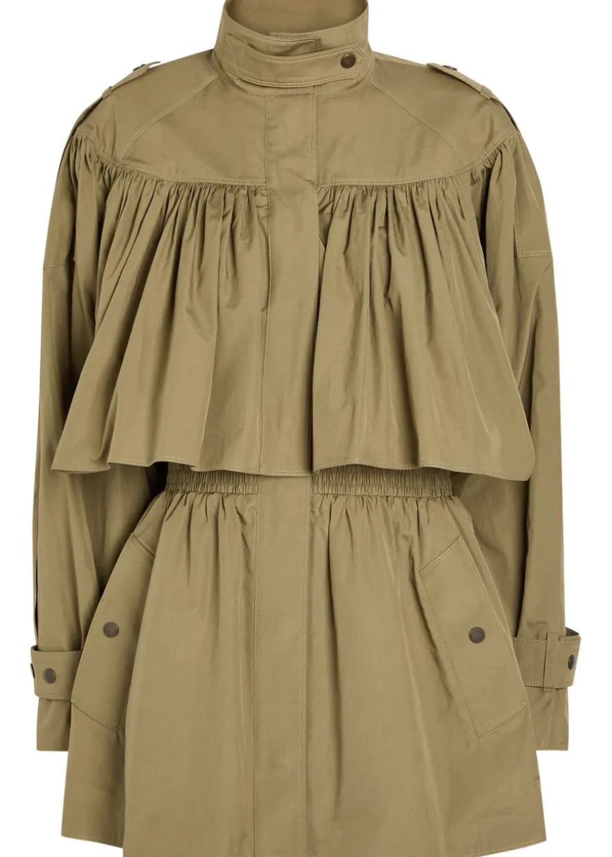 Gathered cotton-poplin coat