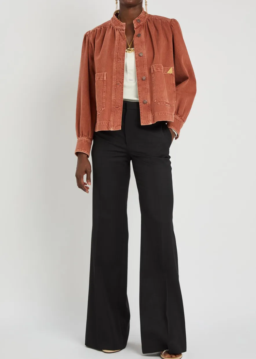 Gathered denim jacket