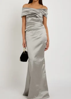 Gathered satin gown