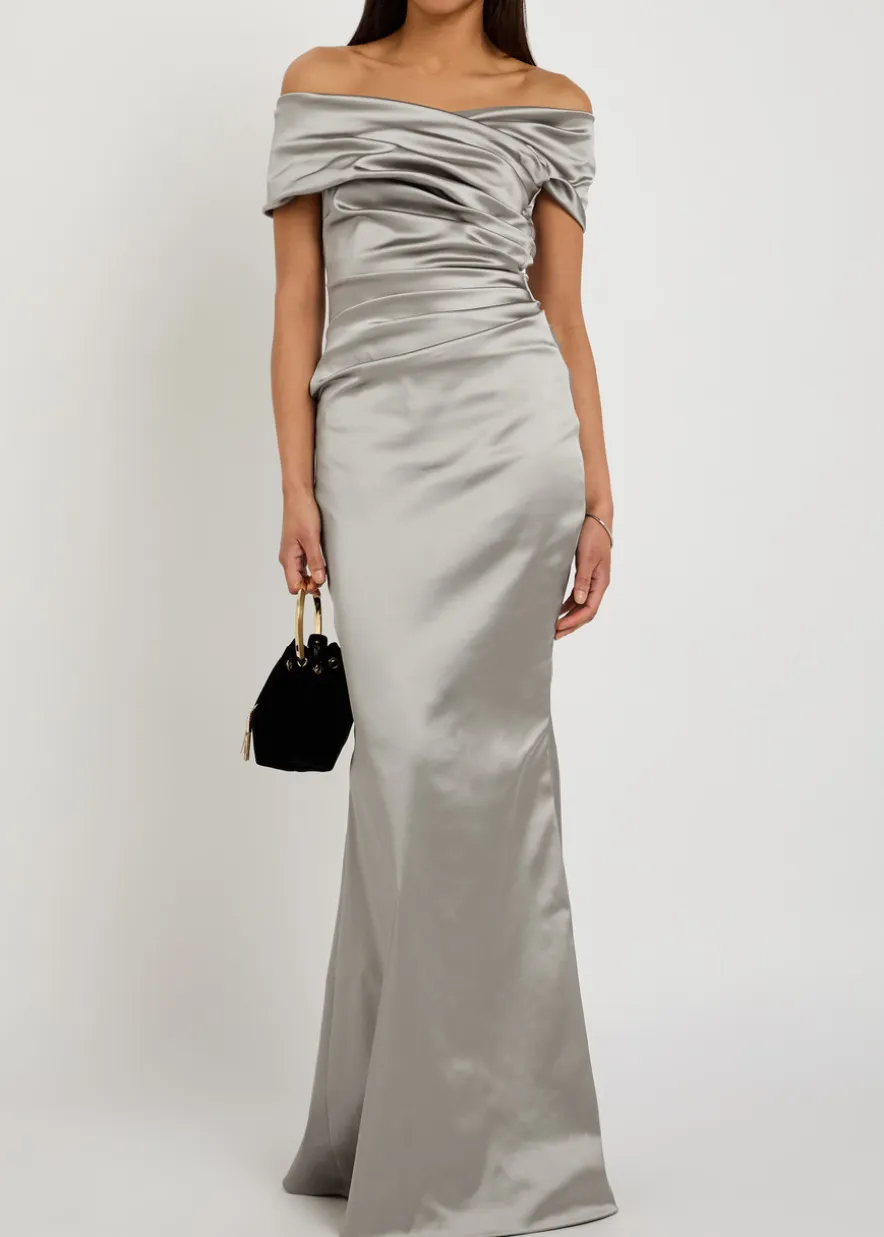 Gathered satin gown