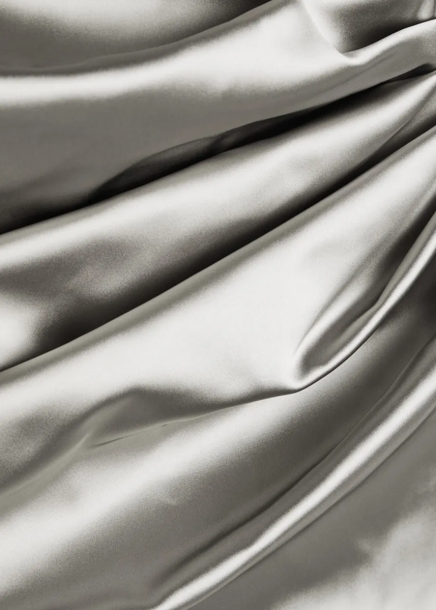 Gathered satin gown