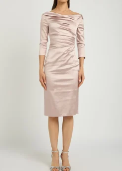 Gathered satin midi dress