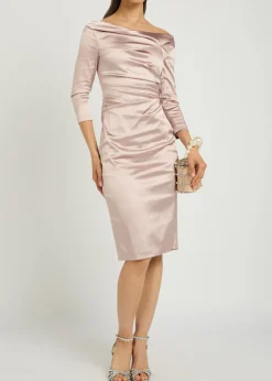 Gathered satin midi dress