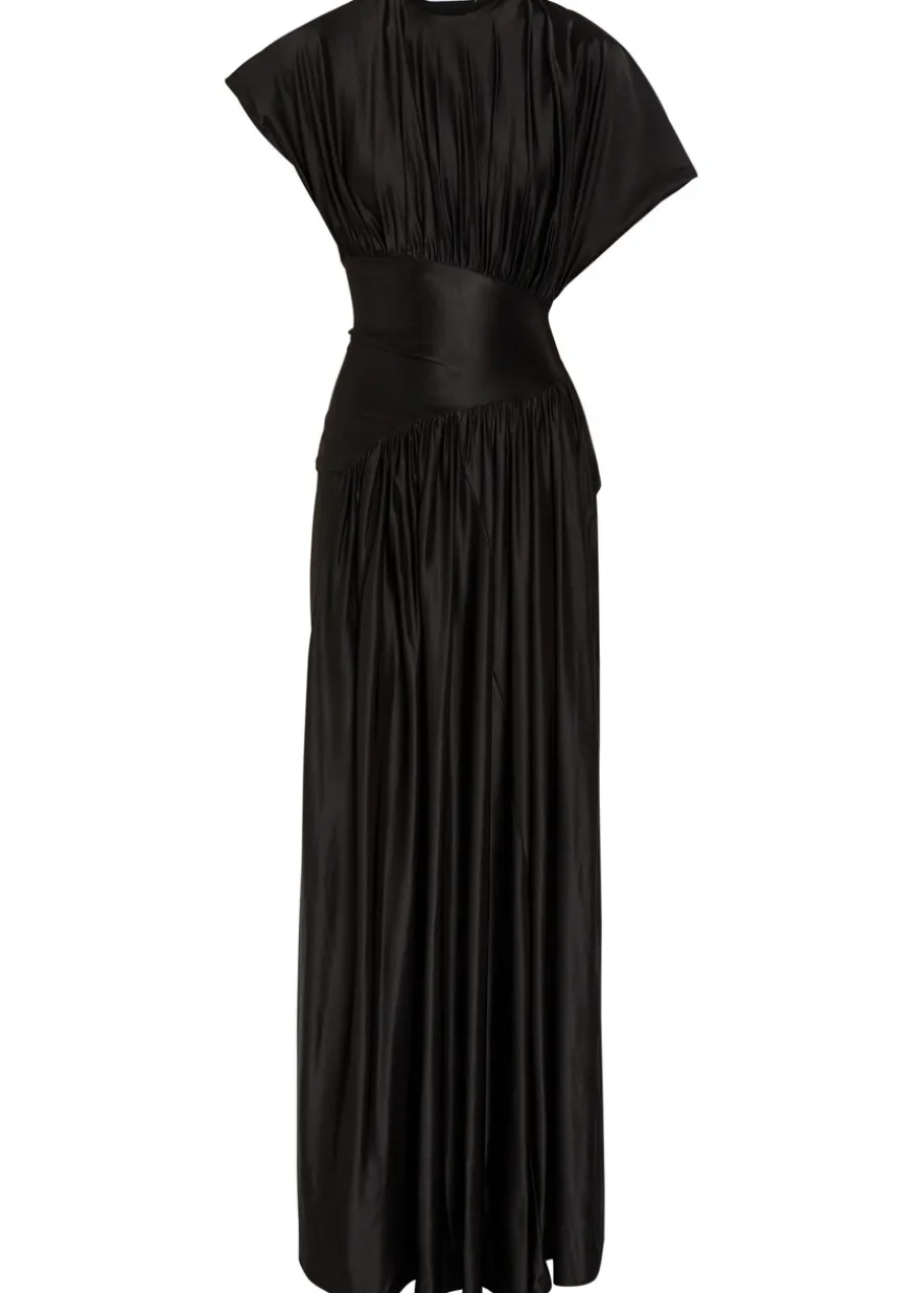 Gathered stretch-jersey gown