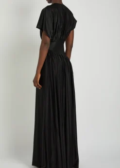 Gathered stretch-jersey gown