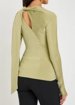 Gathered stretch-jersey top
