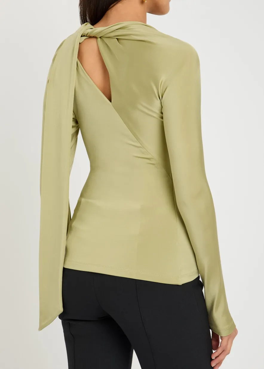Gathered stretch-jersey top