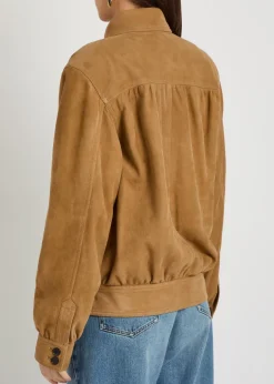 Gathered suede jacket