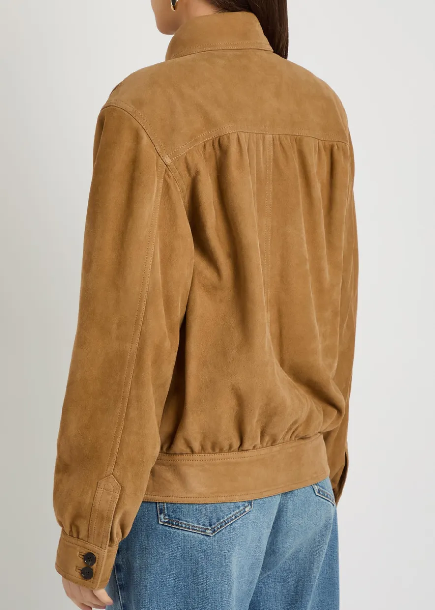 Gathered suede jacket