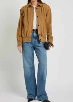 Gathered suede jacket