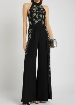 Gatz floral-embellished crepe jumpsuit