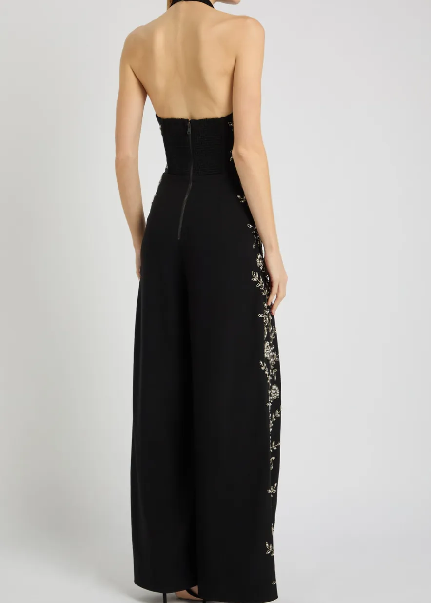Gatz floral-embellished crepe jumpsuit
