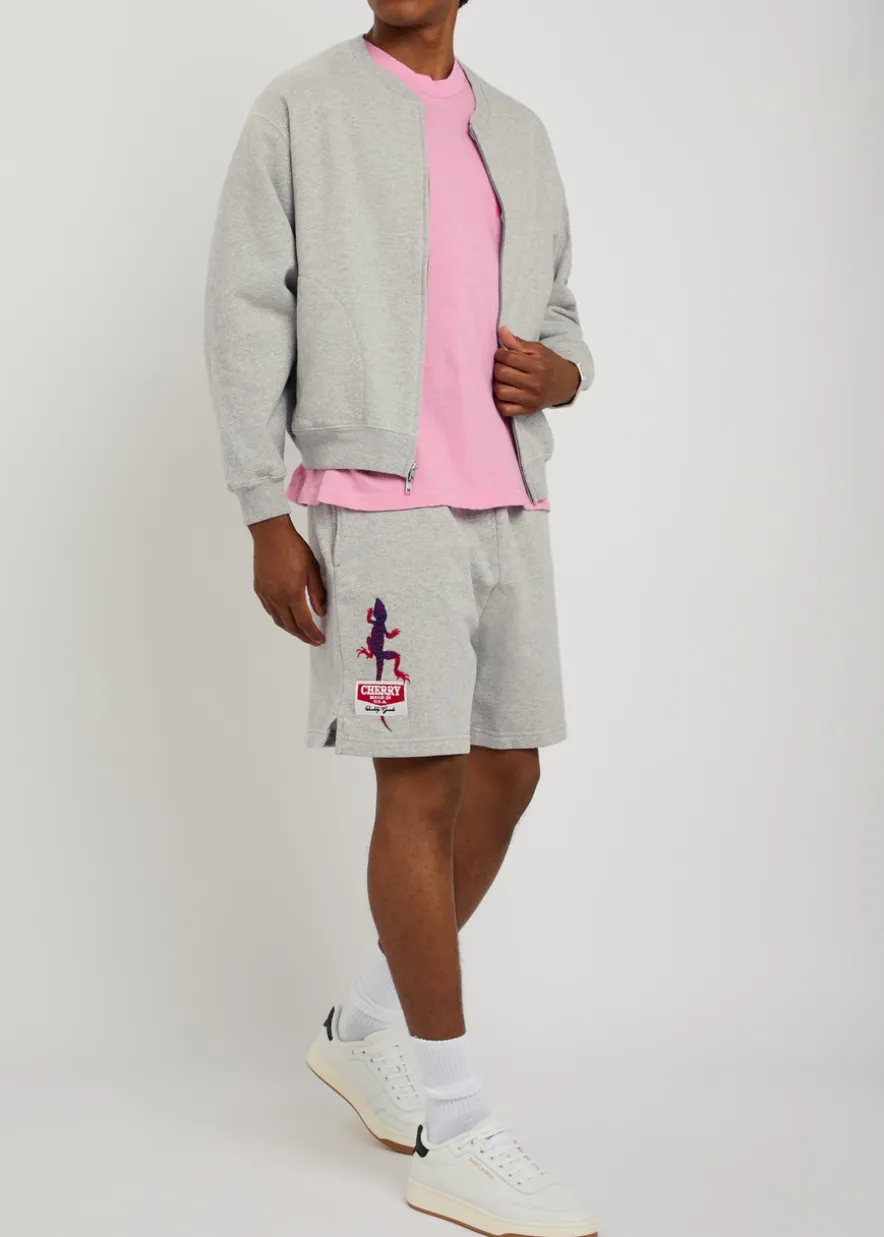 Gecko embroidered cotton-blend sweatshorts