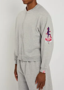 Gecko embroidered zip-through cotton-blend sweatshirt