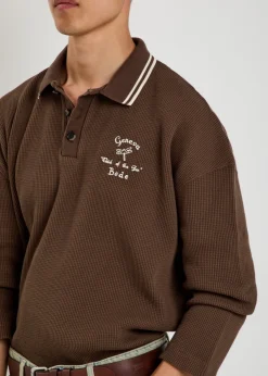 Geneva logo-embroidered waffle polo shirt