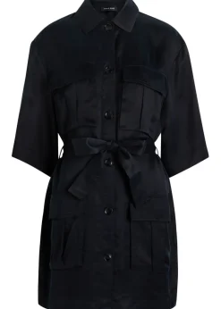 Geri belted woven mini shirt dress