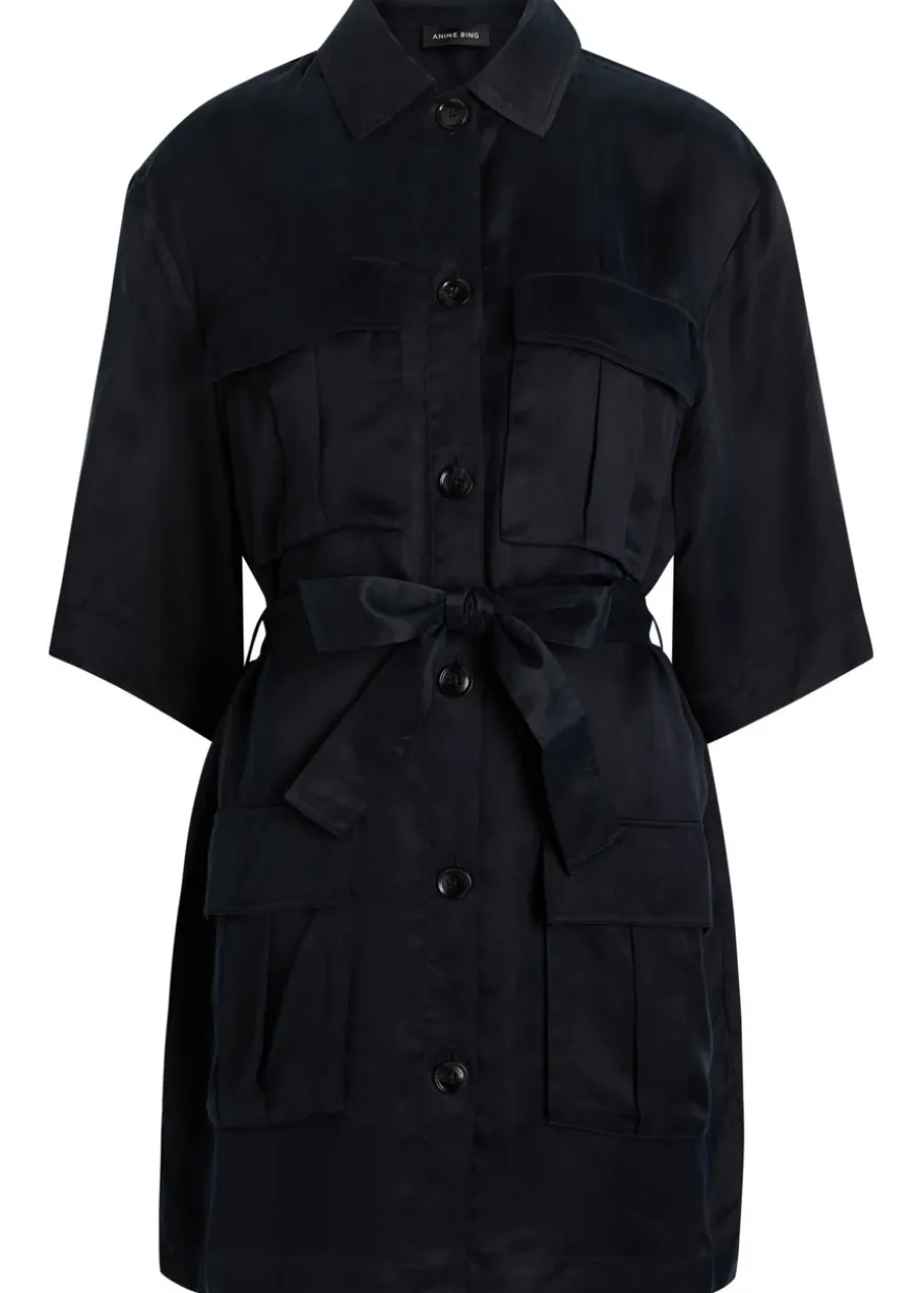 Geri belted woven mini shirt dress