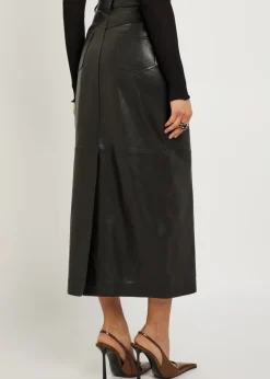 Ghalia panelled leather midi skirt