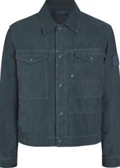 Ghost logo linen-blend overshirt