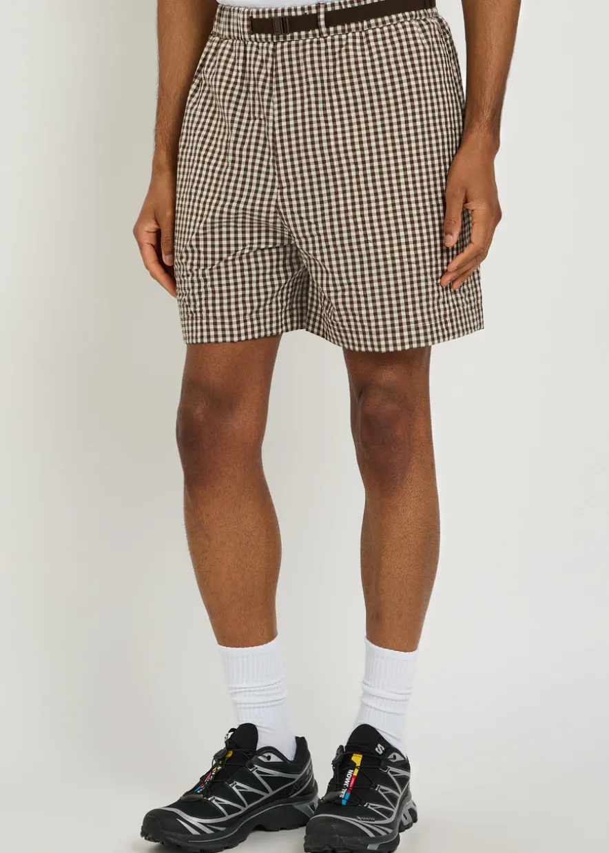 Gingham cotton-blend shorts