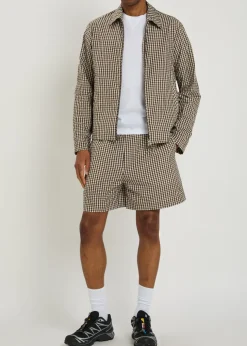 Gingham cotton-blend shorts