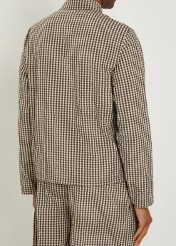 Gingham crinkled cotton-blend jacket