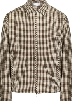 Gingham crinkled cotton-blend jacket