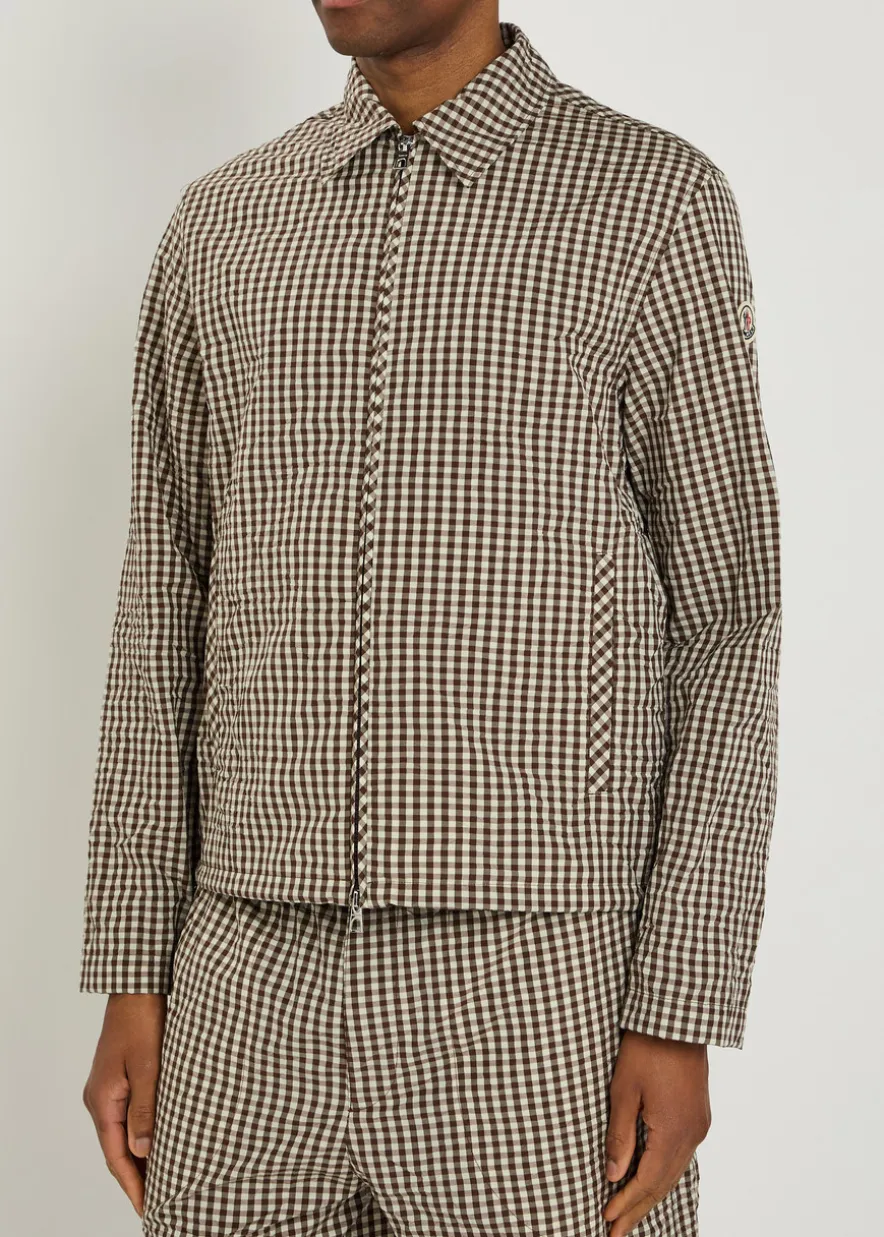 Gingham crinkled cotton-blend jacket