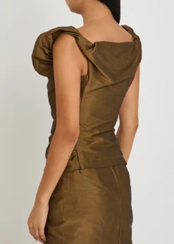 Ginnie draped cotton-blend top