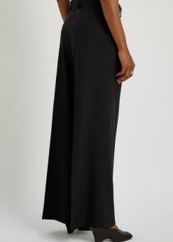 Giorgia pleated wide-leg wool trousers