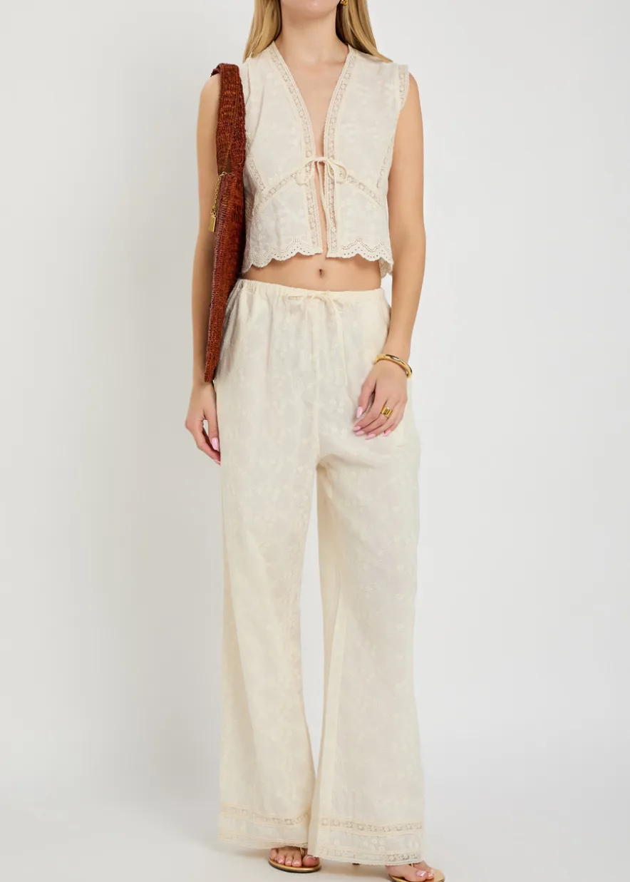 Giulia embroidered wide-leg trousers