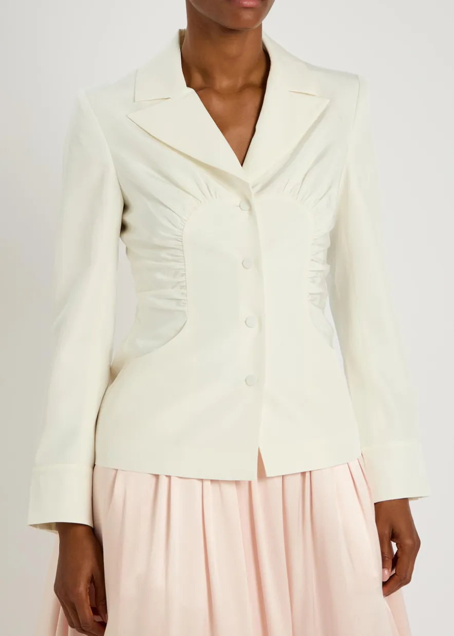 Glenaway gathered silk and wool-blend blazer