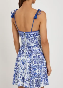 Glinda printed linen-blend mini dress