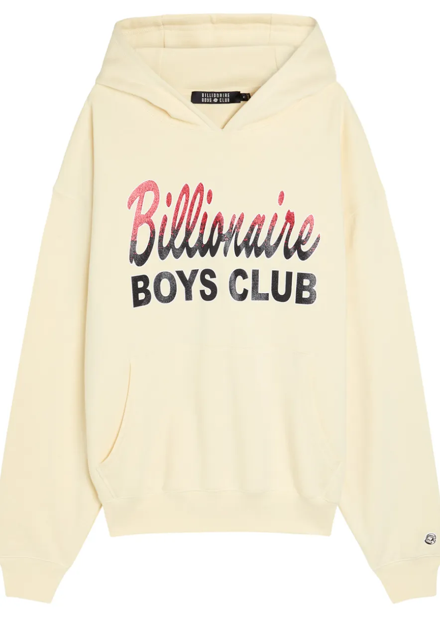 Glittered logo-print hooded cotton sweatshirt