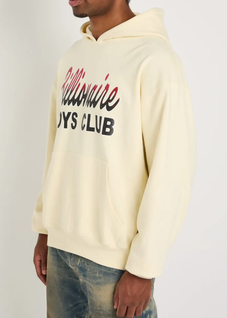 Glittered logo-print hooded cotton sweatshirt