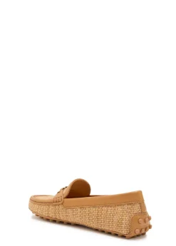 Gommino leather-trim raffia loafers