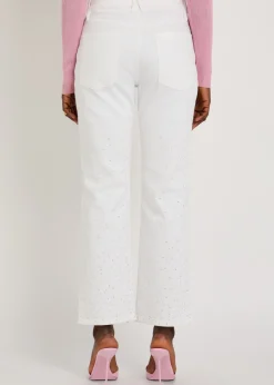 Good Icon pearl-embellished straight-leg jeans
