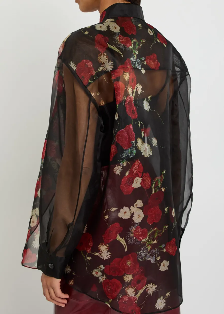 Goya floral-print silk-organza shirt